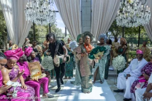 wedding event of a bride approaching the groom